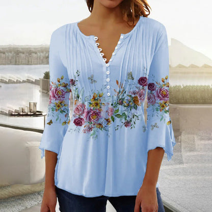 🔥Nieuwe topsellers 2025🔥 Damesblouse met knoopjes en printpatroon
