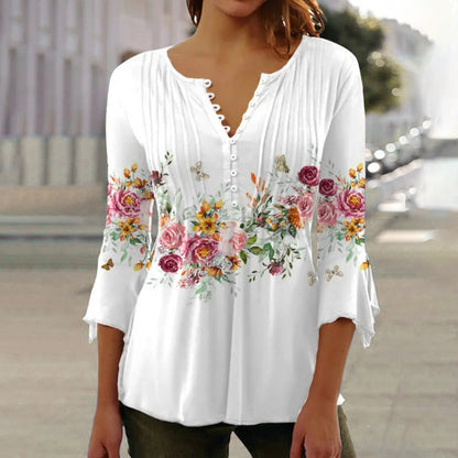 🔥Nieuwe topsellers 2025🔥 Damesblouse met knoopjes en printpatroon